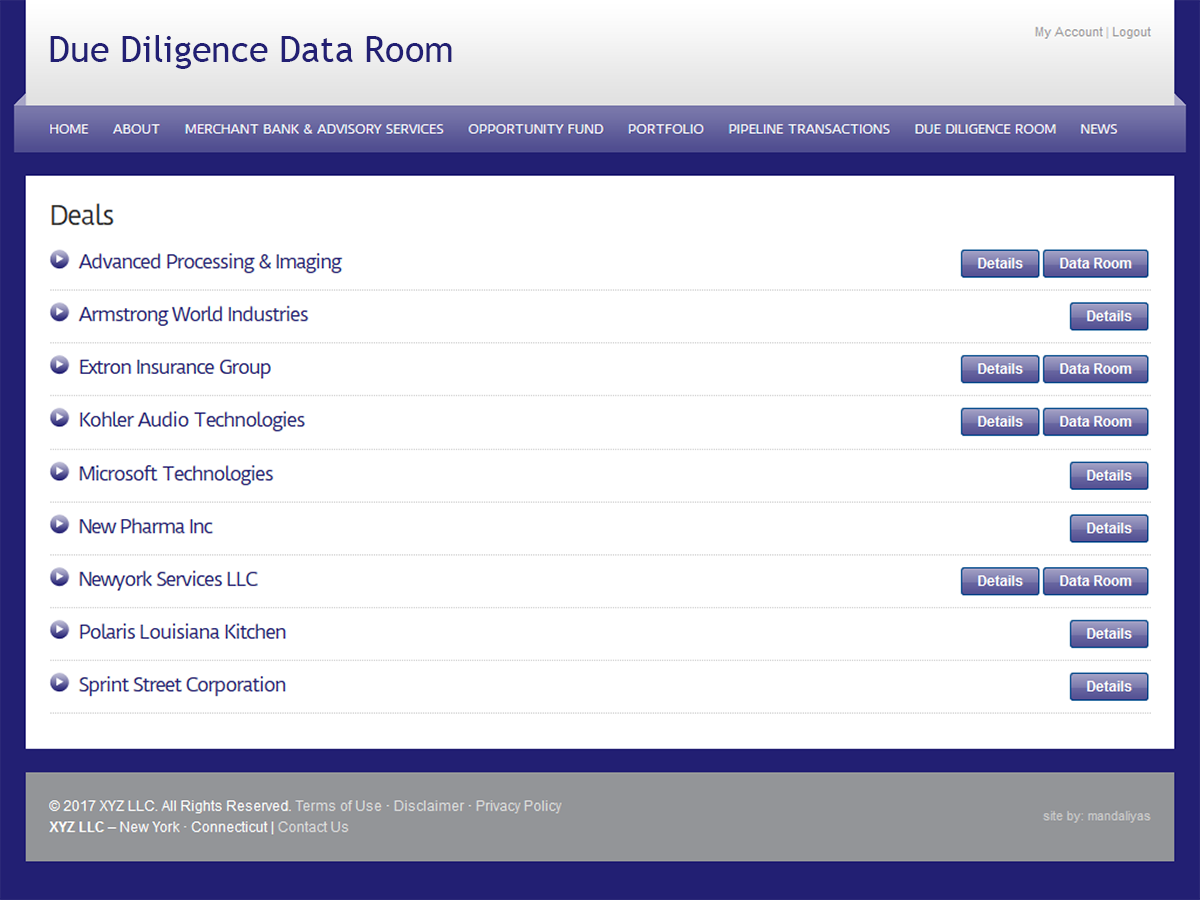 Due Diligence Data Room